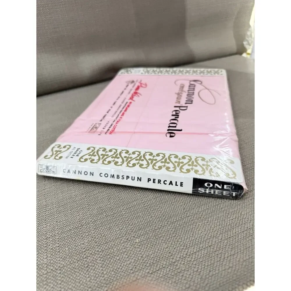 Vintage NOS Cannon Percale Twin Sheet Set Pink Pima Cotton Blend 4 Pc NIP